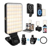 AiQInu Selfie-lamp voor telefoon, foto- en videolamp met 128 leds, CRI>95%, 10 helderheidsniveaus, 3 kleurmodi, USB-C-opladen, draagbaar, magnetisch, voor smartphone/tablet/tripod