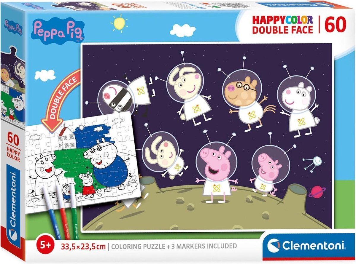 Clementoni puzzel coloring peppa pig - 60 stks