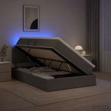 vidaXL LED-opbergbed met matras, donkergrijs, 120 x 200 cm, stof