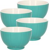 Excellent Houseware Bols à soupe/bols de service - 8x - Venice - céramique - D14 x H8 cm - vert jade