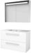 Basic-Line Premium 46 Badkamermeubelset - 100 x 46 cm - Met Grepen - 2 Lades - Keramische Wastafel - 1 Kraangat - Spiegelkast met LED Verlichting - Ice White