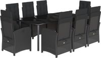 vidaXL 9-delige Tuinset Poly Rattan Zwart
