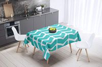 Bonamaison Tafelkleed, Anti-Mold, Sneldrogend, Waterdicht, 100% Polyester Tafellaken, Turkoois, wit, 140 x 140 Cm