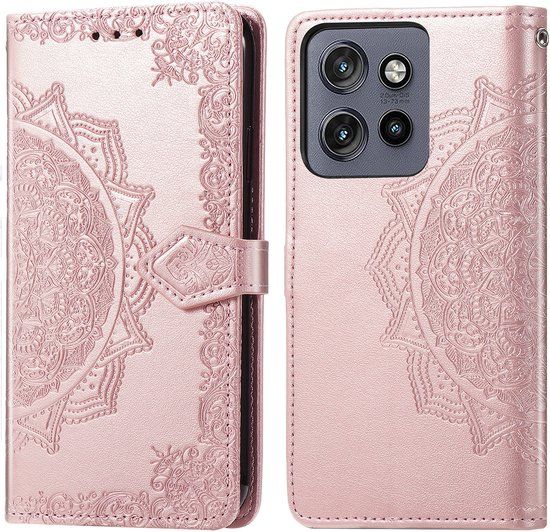imoshion Mandala Bookcase - Geschikt voor Motorola Edge 60 Neo / Motorola ThinkPhone 25 / Motorola Edge 50 Neo - Rosé Goud