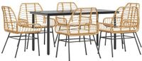 vidaXL 7-delige tuinset met kussens, bruin, polyrotan, glas