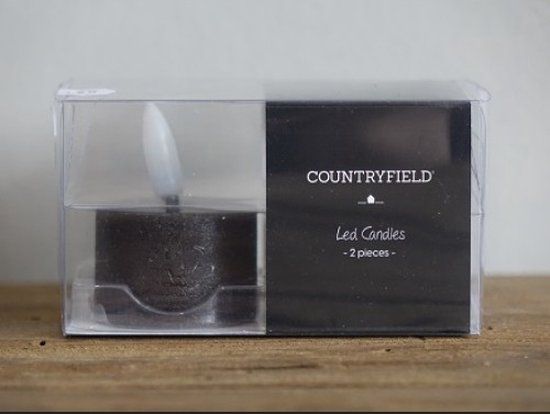 Countryfield LED theelichtjes - 2 stuks - zwart - D4 x H5,2 cm - met timer