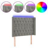 VidaXL Hoofdbord & Voeteneind Lichtgrijs Polyester/Hout met LED Strip