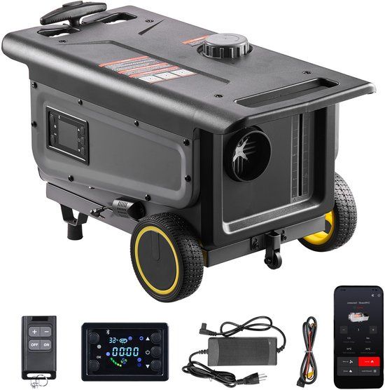 VEVOR Dieselverwarming 5-8kw DC 12 V/24 V, Draagbare Alles-In-ééN Dieselluchtverwarmer met Bluetooth-Appbediening, Afstandsbediening en LCD-Scherm, Trolleyontwerp, 5 L Brandstoftank voor Vrachtwagens