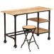 Maison Exclusive - Bureau avec tabouret rabattable en bois de manguier massif 115 x 50 x 76 cm