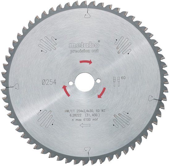 Metabo 628057000 Precision Cut Cirkelzaagblad - 315 x 30 x 48T - Hout / MDF