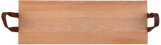 Bowls and Dishes Puur Hout Beuken Serveertray met handgreep leer 59 x19,5cm