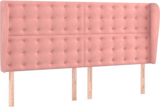 vidaXL Hoofdbord met randen 183x23x118/128 cm fluweel roze