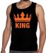 Bellatio Decorations King en oranje kroon tanktop / mouwloos shirt zwart voor heren - Koningsdag kleding XL