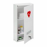 Relaxdays medicijnkastje met slot - 3 vakken - staal - 60 x 30 x 12 cm - wit