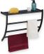 Relaxdays Wandhanddoekenrek met Plank en 3 Stangen - Staal - Zwart