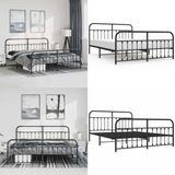 vidaXL Metalen Bedframe met Hoofd- en Voeteneinde - Zwart - 183x213 cm