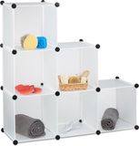Merkloos Relaxdays Vakkenkast - 6 vakken - Room Divider - Kunststof - Boekenkast - Wit