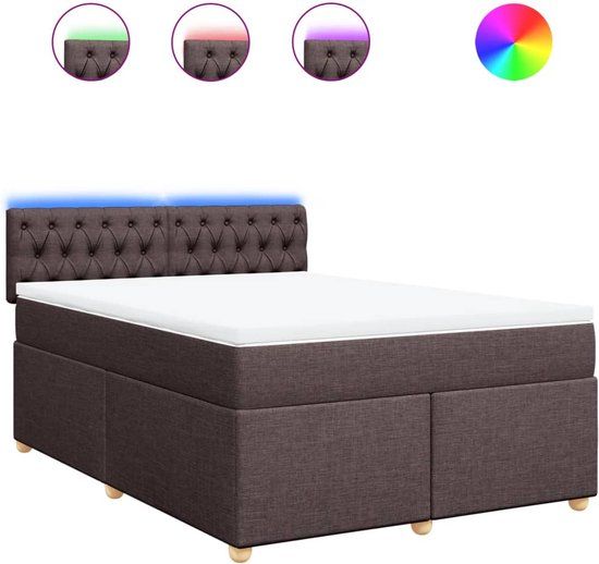 vidaXL Boxspring met matras stof donkerbruin 160x200 cm