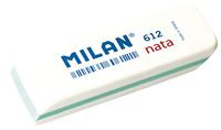 Milan Nata Caja 12 gomas de plást. calidad NATA bisel, blanca y color en sandwich