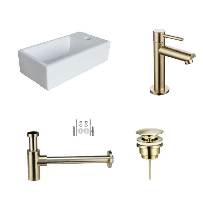 Badkamerplanet Fonteinset Pax - Goud - 40x10x22 cm - Keramiek