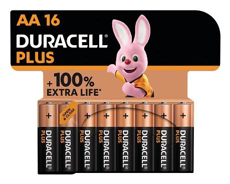 Duracell Plus AA Alkaline Batterijen - 16 stuks