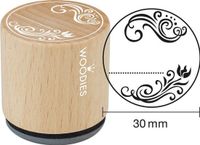 Woodies Houten stempel, d: 30 mm, h: 35 mm, Ornament, Bruin, 1 stuk