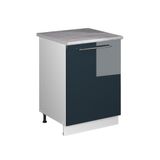 Vicco Keukenonderkast Fame-Line, Donkerblauw hoogglans/Wit, 60 cm 1 deur met werkblad