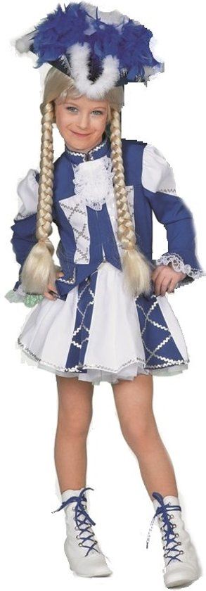 Feestbeest.nl Dansmarietje blauw - wit Gardedans meisje Maat 164