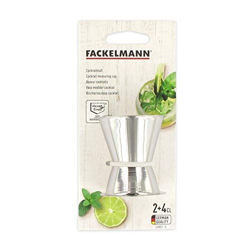 FACKELMANN Cocktailmaat, maatbeker voor sterke drank, barmaat van roestvrij staal (zilver)