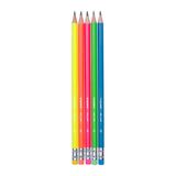 Bruynzeel Grafietpotlodenset Neon, 5 HB Potloden met Gum