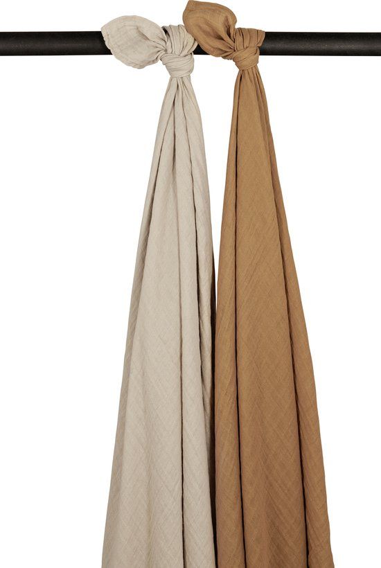 Meyco Baby Uni swaddle - 2-pack - sand/toffee - 120x120cm - Cotton