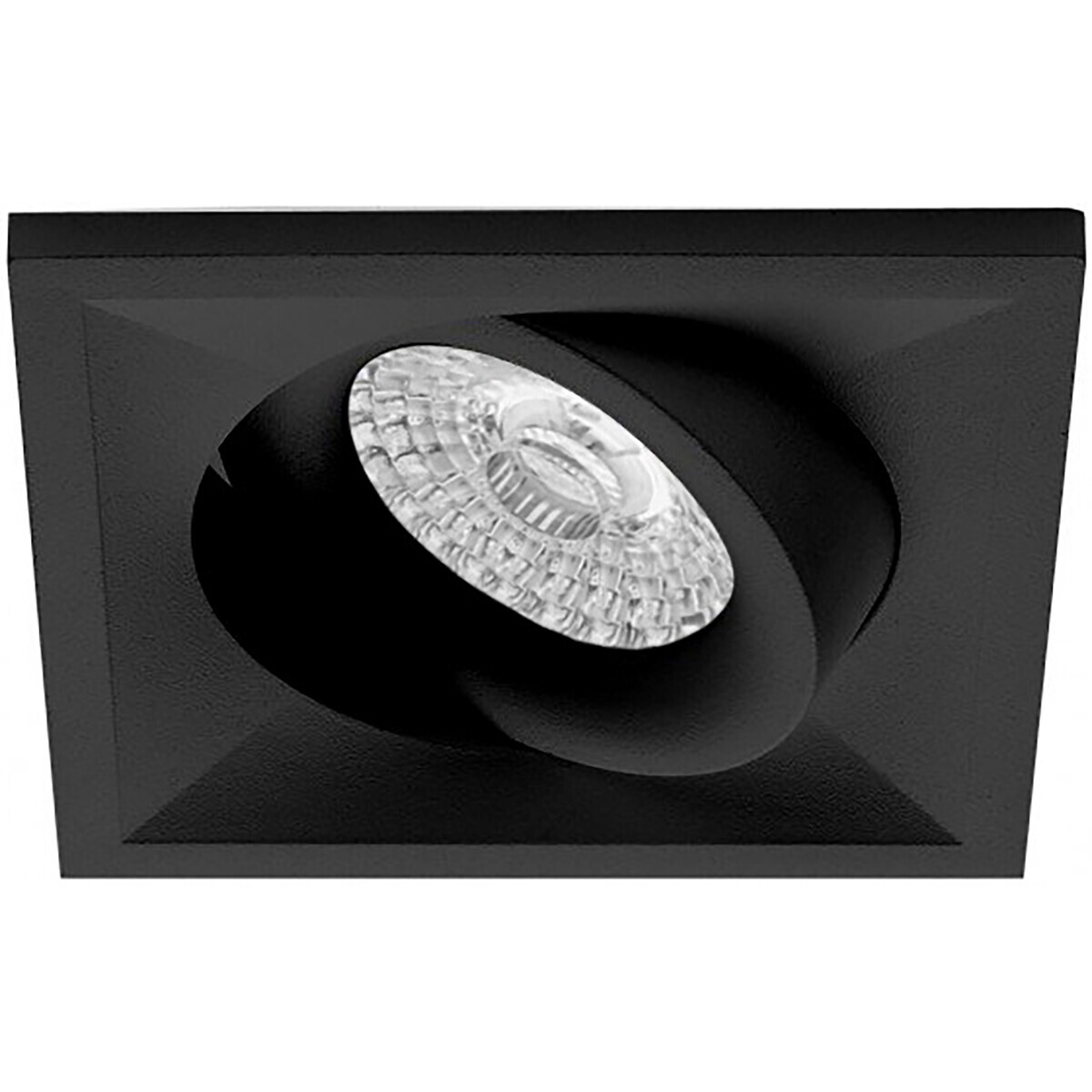 BES LED Spot Armatuur GU10 - Pragmi Qiundo Pro - Inbouw Vierkant - Mat Zwart - Aluminium - Kantelbaar - 80mm