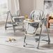 Chaise haute pour bébé - Plateau repas réglable - Siège rehausseur convertible - Cadre en métal robuste - Roues avec frein - Assise rembourrée - Gris