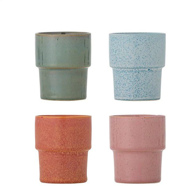 Bloomingville Mok aardewerk roze Ewan - set van 4