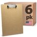 Officemate Letterformaat houten klemborden, laag profiel clip, 6 stuks klembord, bruin (83806)