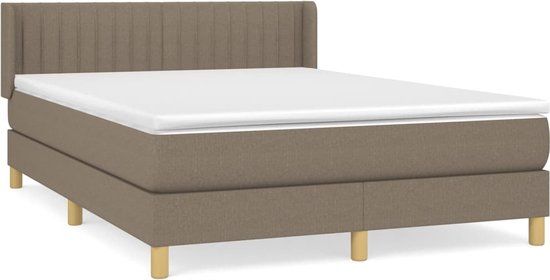 vidaXL Boxspring met matras stof taupe 140x190 cm