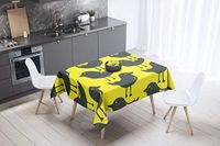 Bonamaison Tafelkleed, Anti-Mold, Sneldrogend, Waterdicht, 100% Polyester Tafellaken, Neon Geel, Rook, 140 x 140 Cm