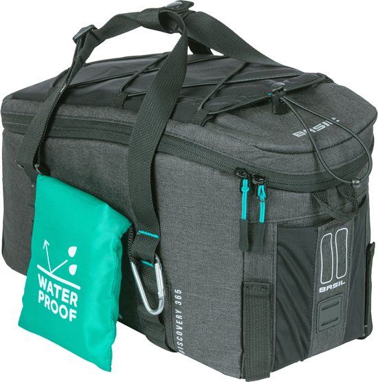 Basil Discovery 365D Bagagedragertas M - 9 Liter - Zwart - Waterdicht - Elektrische Fiets - 36x16.5x20 cm