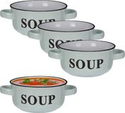 Excellent Houseware Bols à soupe/bols de service - 8x - porcelaine - D13 x H7 cm - vert menthe