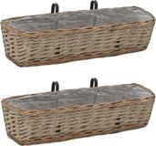 vidaXL Balkonbakken 2 st 60 cm wicker met PE-voering