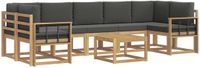 vidaXL - Hoek loungeset - 4 zitplekken - Acacia hout - wit en antracietkleurig