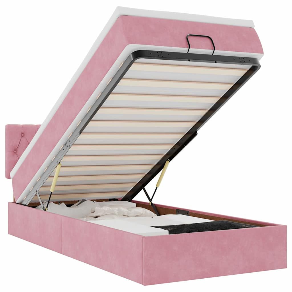 vidaXL Ottoman Bed with Mattress Velvet Pink 90x200cm