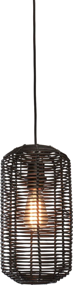 Good&Mojo Hanglamp Tanami - Rotan Zwart - Ø18x35cm - Modern - Hanglampen Eetkamer, Slaapkamer, Woonkamer