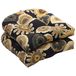 Pillow Perfect 449753 Outdoor Zwart-Geel Bloemen Rieten Zitkussens - Set van 2