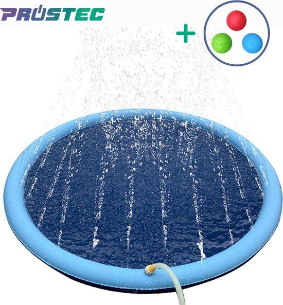 Prostec® Hondenzwembad - XL Opvouwbaar - Watersproeier 150 cm - Blauw/Lichtblauw