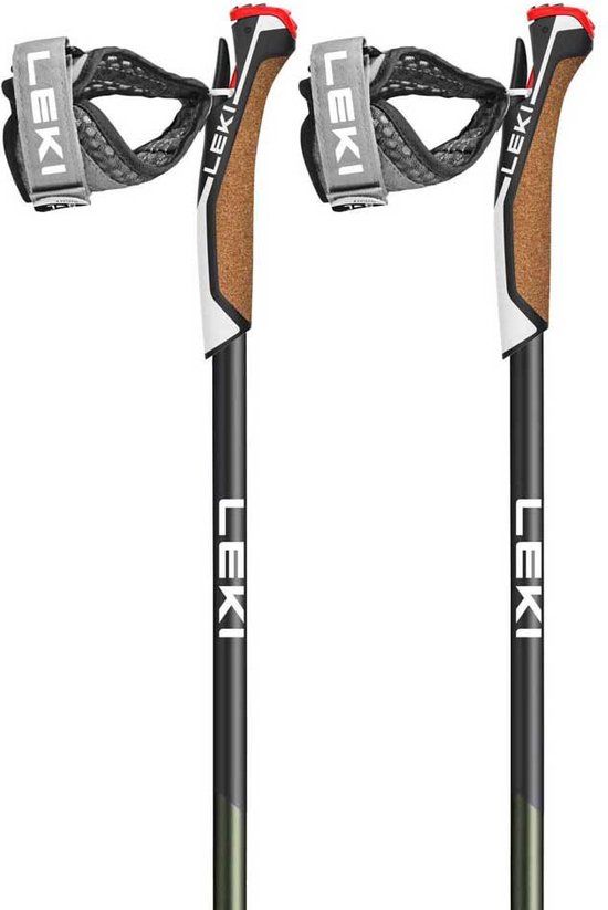 LEKI Flash Carbon Nordic Walking Poles - 130cm - Cork Grip - Green/Black/Silver