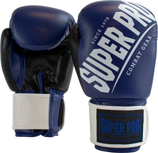 Super Pro Combat Gear Rebel (Kick)Bokshandschoenen - Blauw/Zwart/Wit - 6 oz