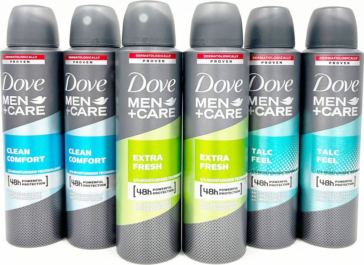 Dove Men Dove Deodorant Mix Voordeelpakket 6 stuks - Clean Comfort - Extra Fresh - Talc Feel