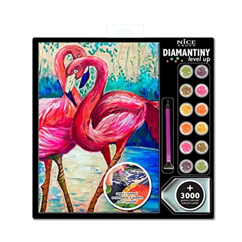 DIAMANTINY Level Up Animals Paintings-Flamingos Diamond Painting, A4, 96343