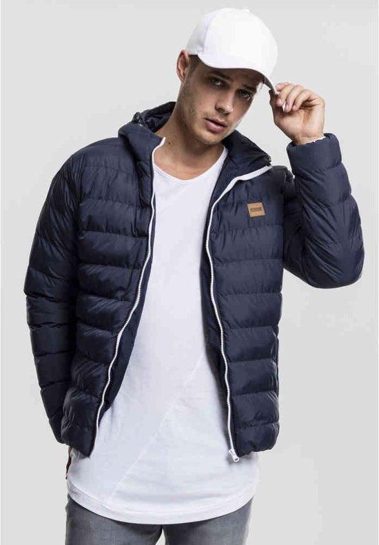 Urban Classics Basic Bubble Jacket - Navy/White/Navy - Men's Size S